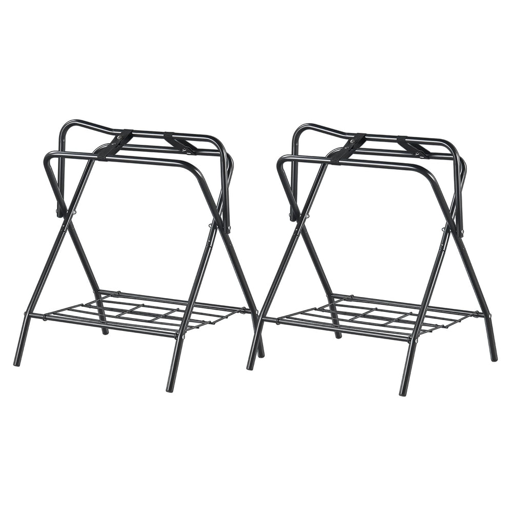 VEVOR two-pack saddle rack demonstrates flexible organization for two saddles.