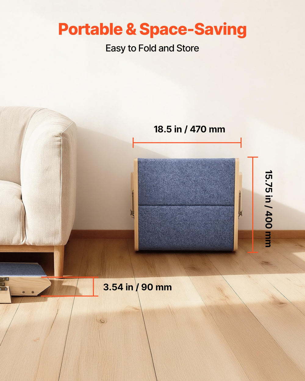 VEVOR 2-step design suits small to medium dogs and seniors.