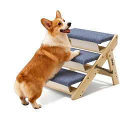 VEVOR Wood Pet Stairs 3-step frame provides sturdy support for larger pets.