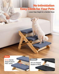 VEVOR Wood Pet Stairs fold-flat design for easy storage and transport.