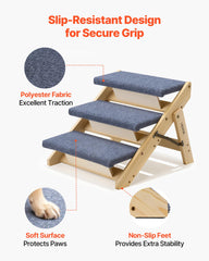 VEVOR Wood Pet Stairs non-slip bottom keeps pets secure on slick floors.