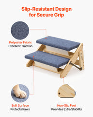VEVOR dog stairs feature a non-slip surface for secure paw grip.