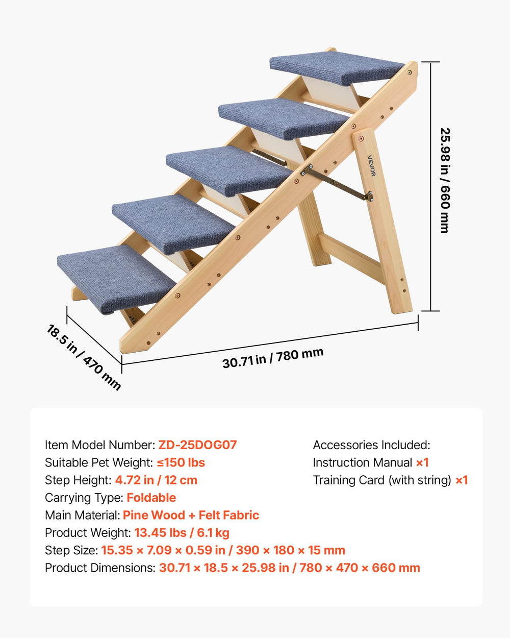 VEVOR Wood Pet Stairs beside bed for accessible sleep spots