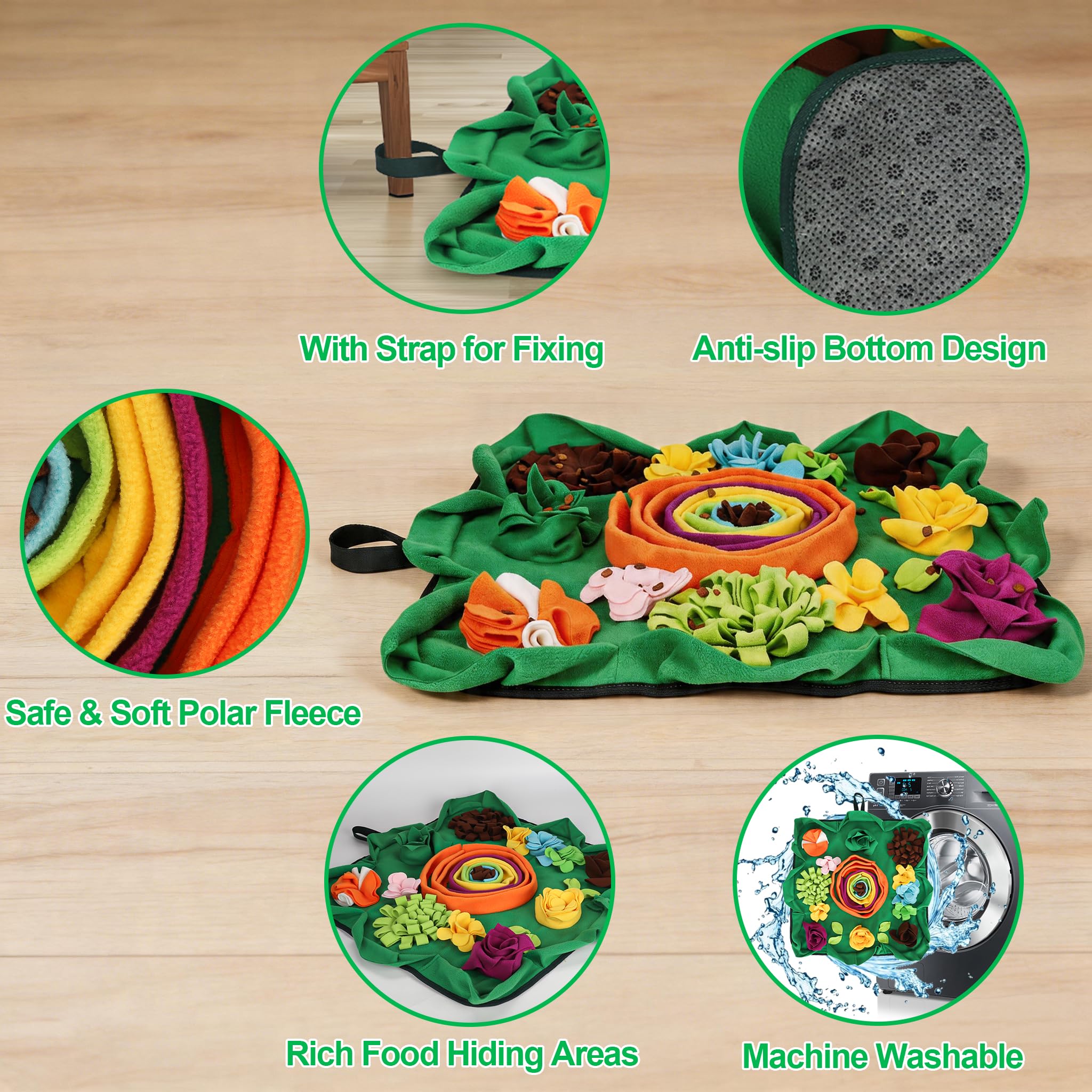 Vextronic snuffle mat is machine washable for easy cleaning after adventurous sniffing.