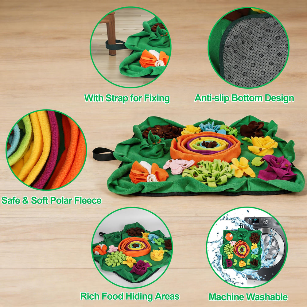Vextronic snuffle mat is machine washable for easy cleaning after adventurous sniffing.