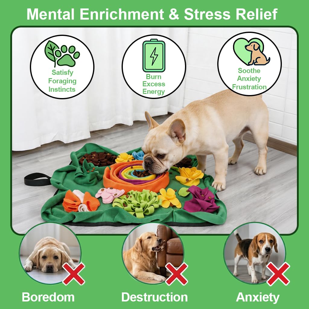 Vextronic dog sniffing mat interactive puzzle helps curiosity while encouraging gentle play during mealtime.