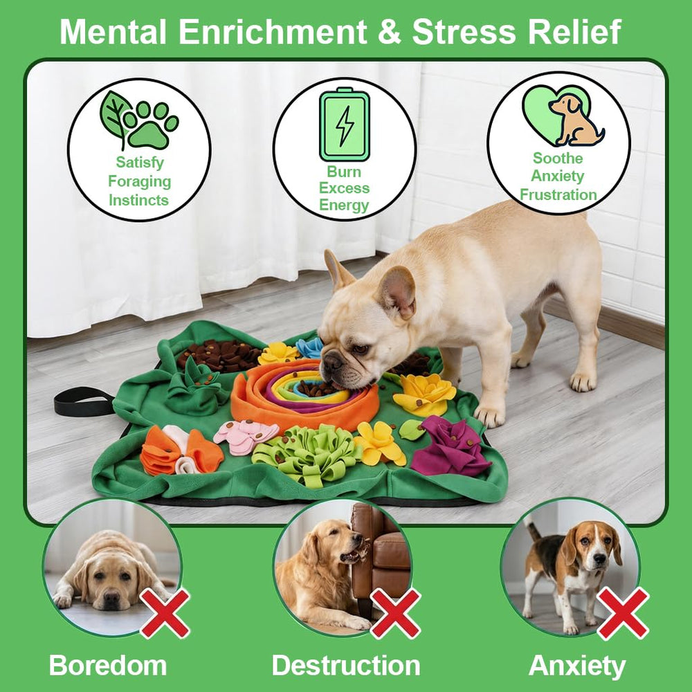 Vextronic dog sniffing mat interactive puzzle helps curiosity while encouraging gentle play during mealtime.