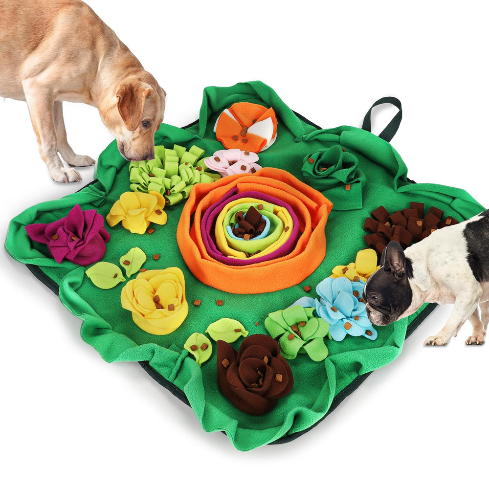 Vextronic Snuffle Mat for dogs large breed 25x25 shows a scent-based foraging setup that slows meals.