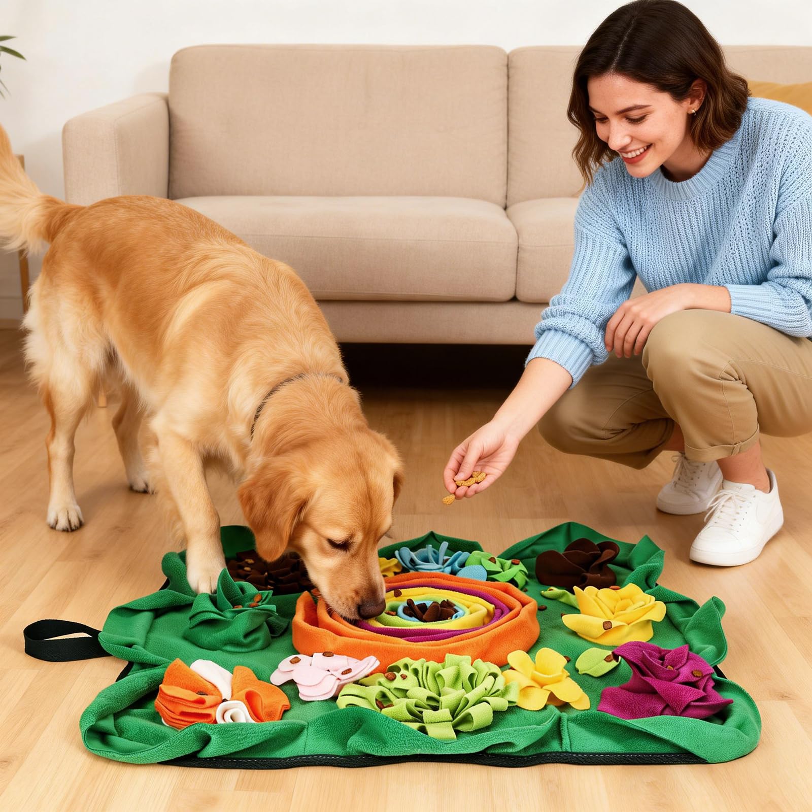 Vextronic Snuffle Mat uses durable polar fleece, soft on skin and simple to wash.