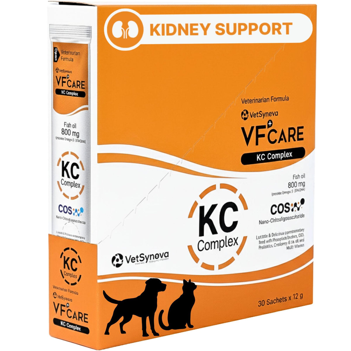 VFCARE KC Complex cat sachet serving enhances palatability and kidney support.