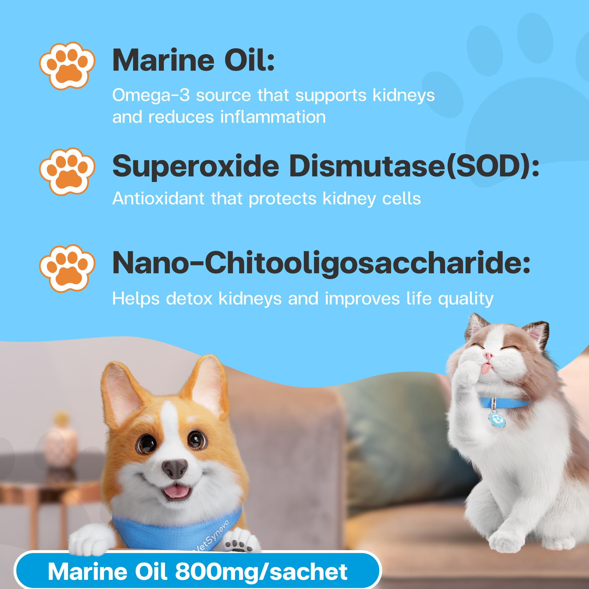 VFCARE KC Complex SOD and nano-chitooligosaccharide for immune support.