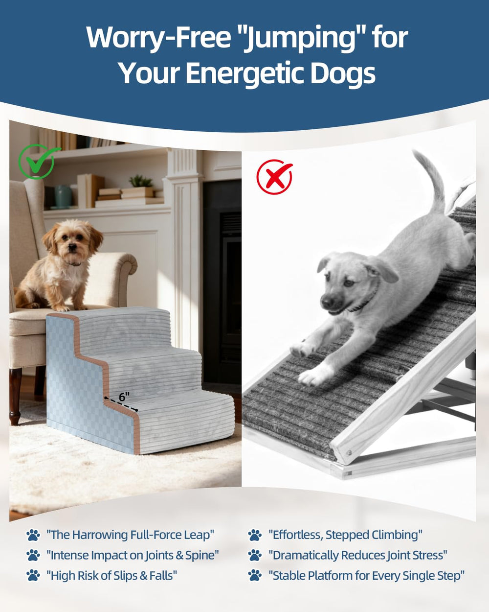 Vfrog dog stairs non-slip base keeps paws steady during climbs.