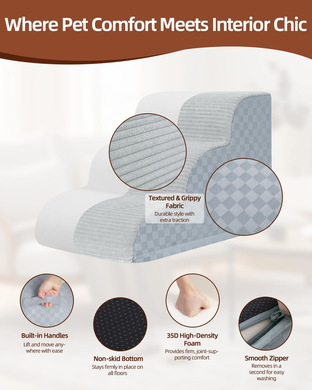 Vfrog dog stairs slipcover removable for easy cleaning