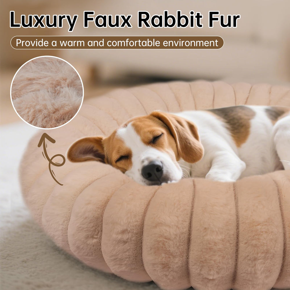 Vhen When donut bed brown top-down shows raised edge for head and neck support.