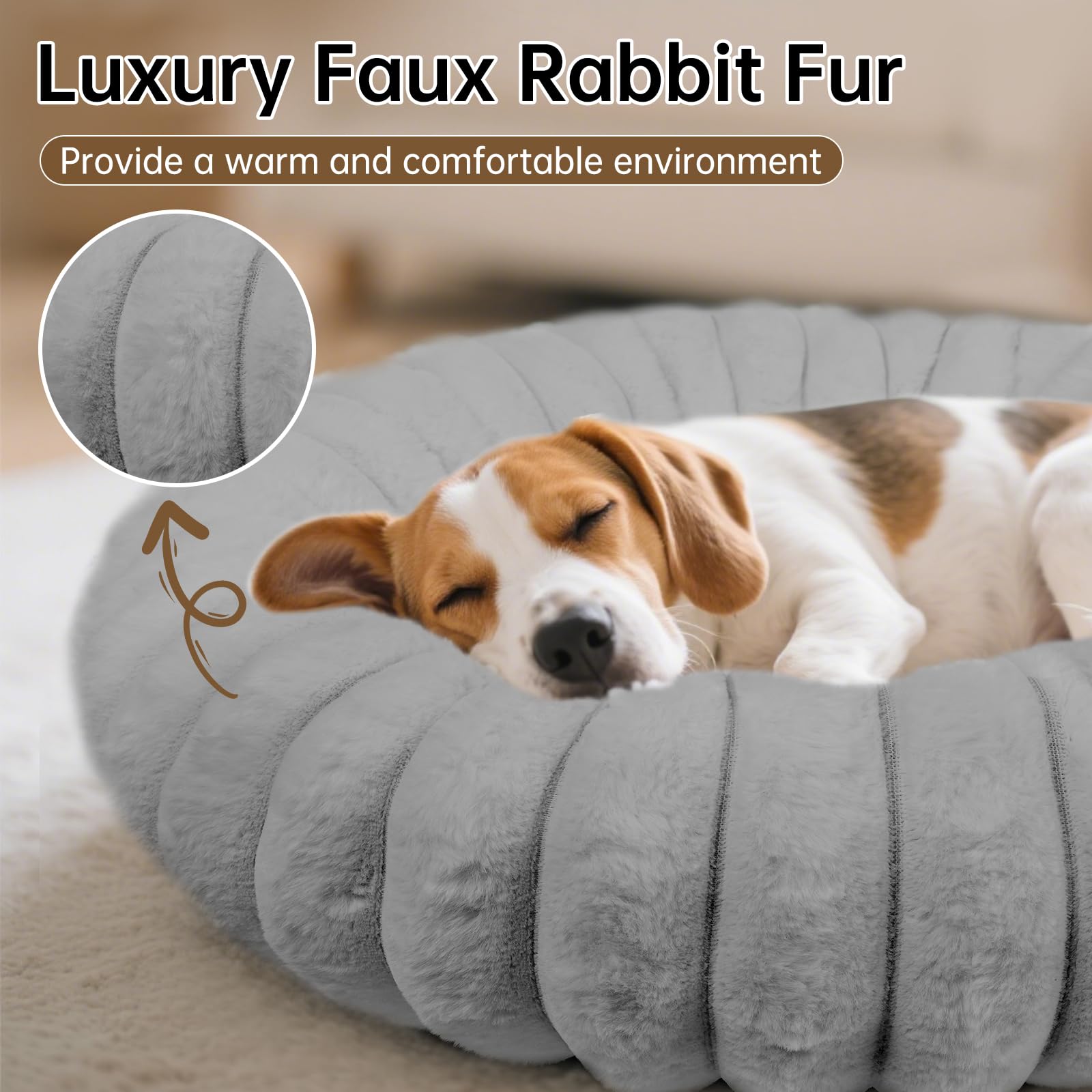Vhen When Donut Bed curl design supports head and neck naturally.