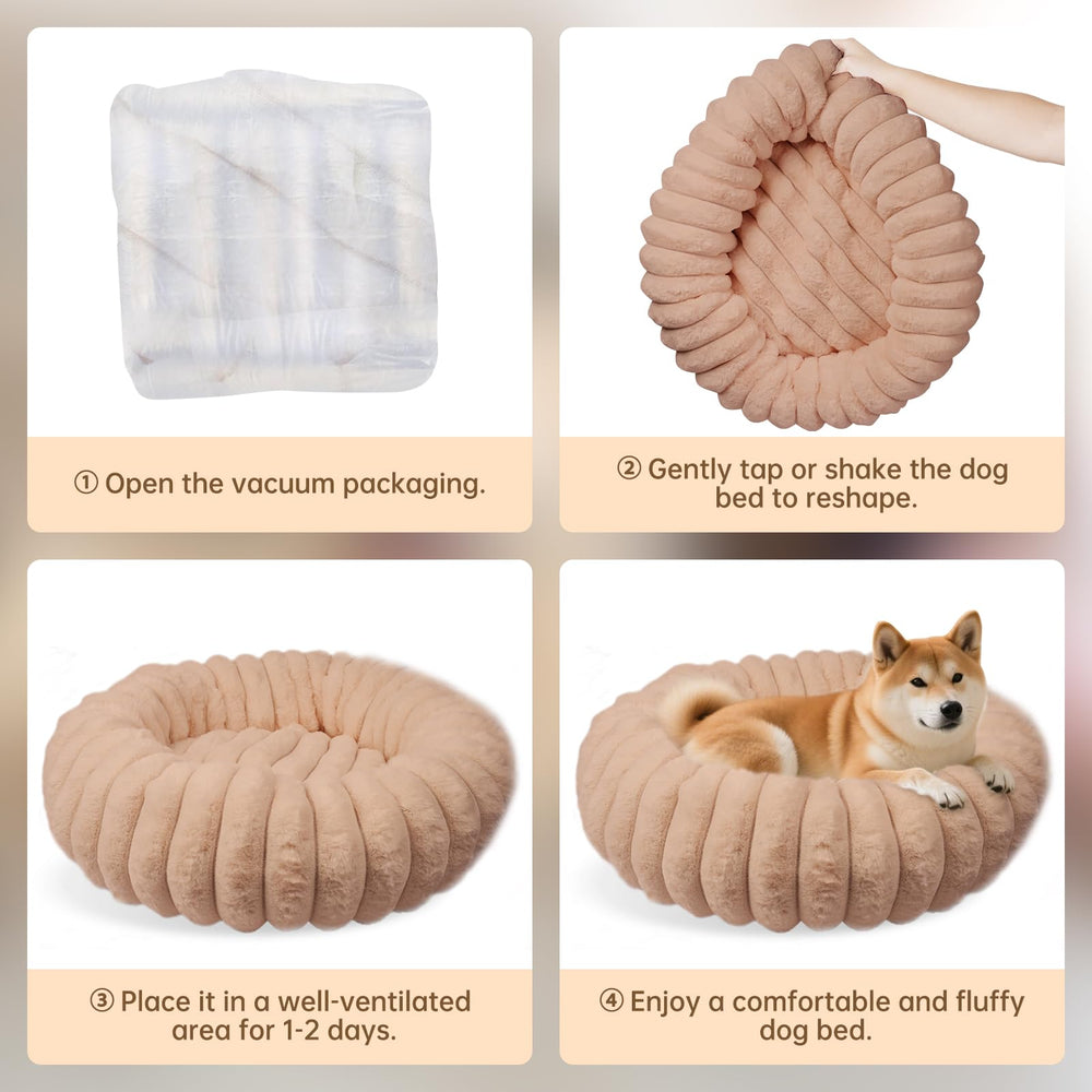 Vhen When Donut Bed with a pet curled inside for calm rest after play.