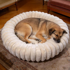 Vhen When Donut Bed top view with plush faux rabbit fur for cozy lounging