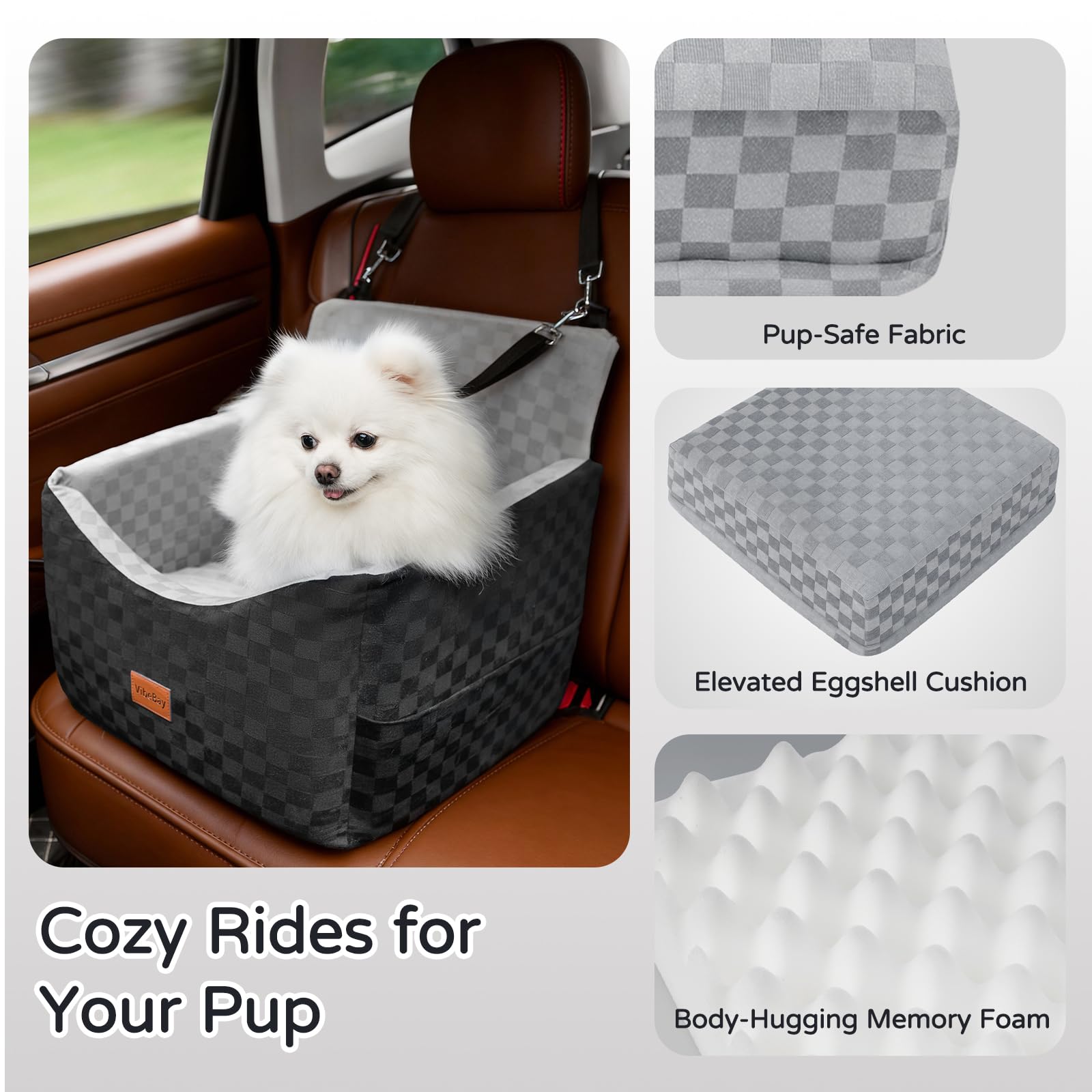 VibeBay Dog Car Seat non-slip base keeps seat steady on roads