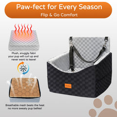 VibeBay Dog Car Seat safety tether prevents jumping during trips