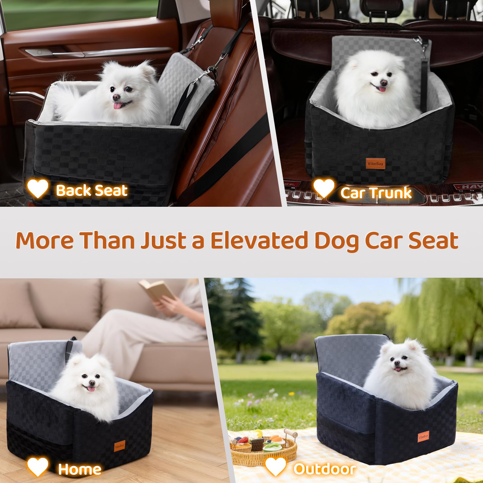 VibeBay Dog Car Seat universal fit works with most cars and SUVs
