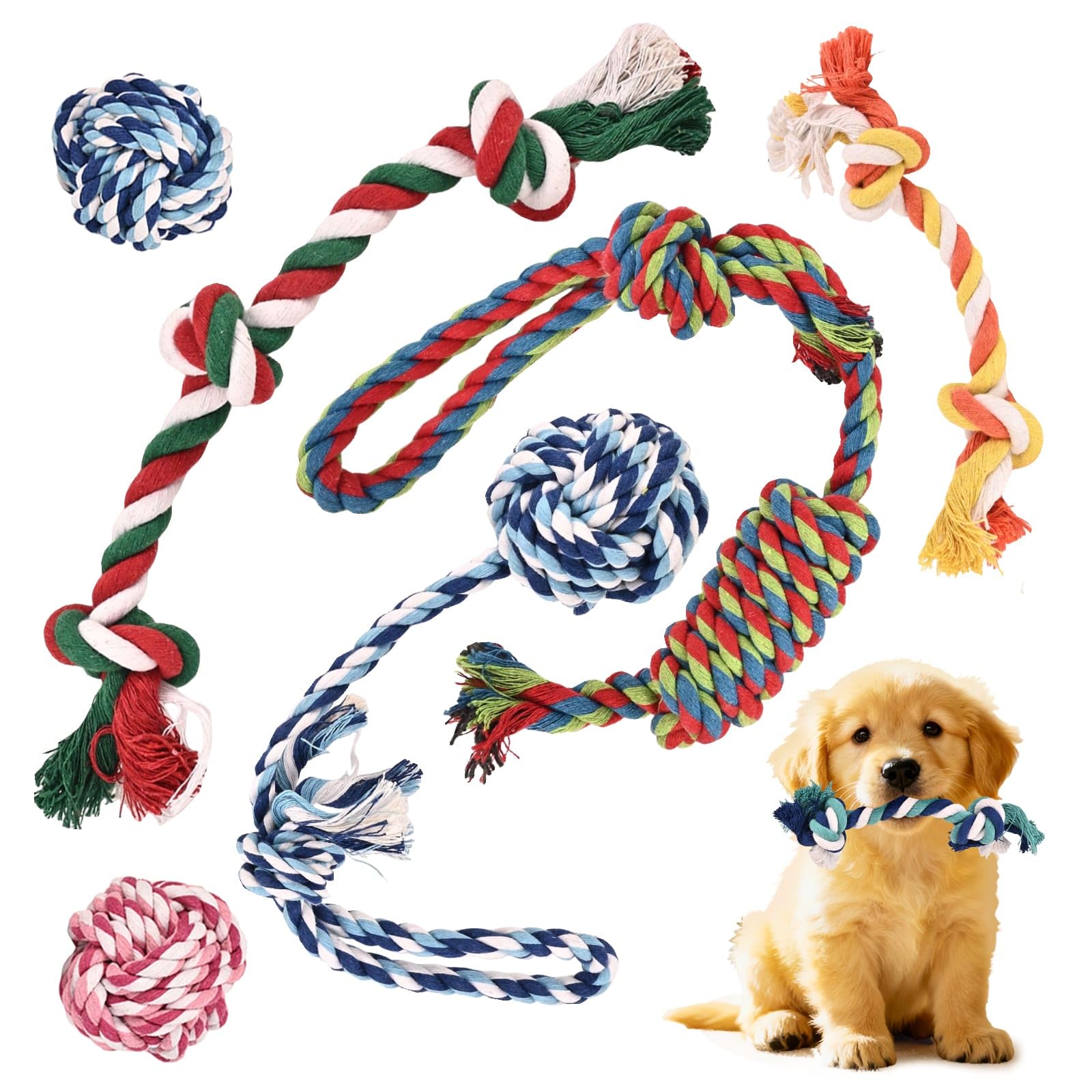 VibeVerve rope ball round for fetch and gentle teething.