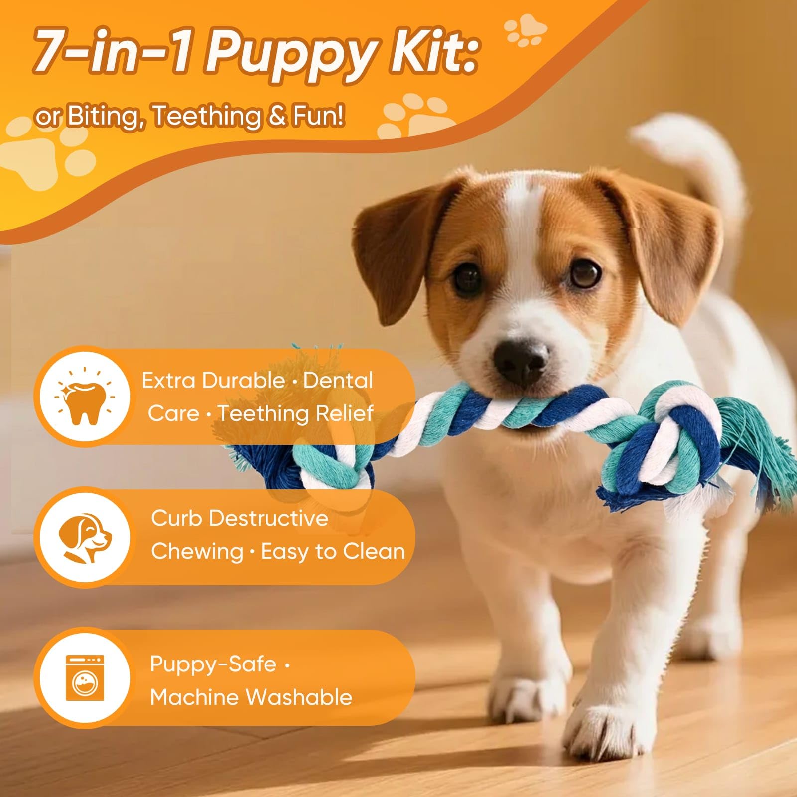 VibeVerve teething rope toy with soft surface for puppies.