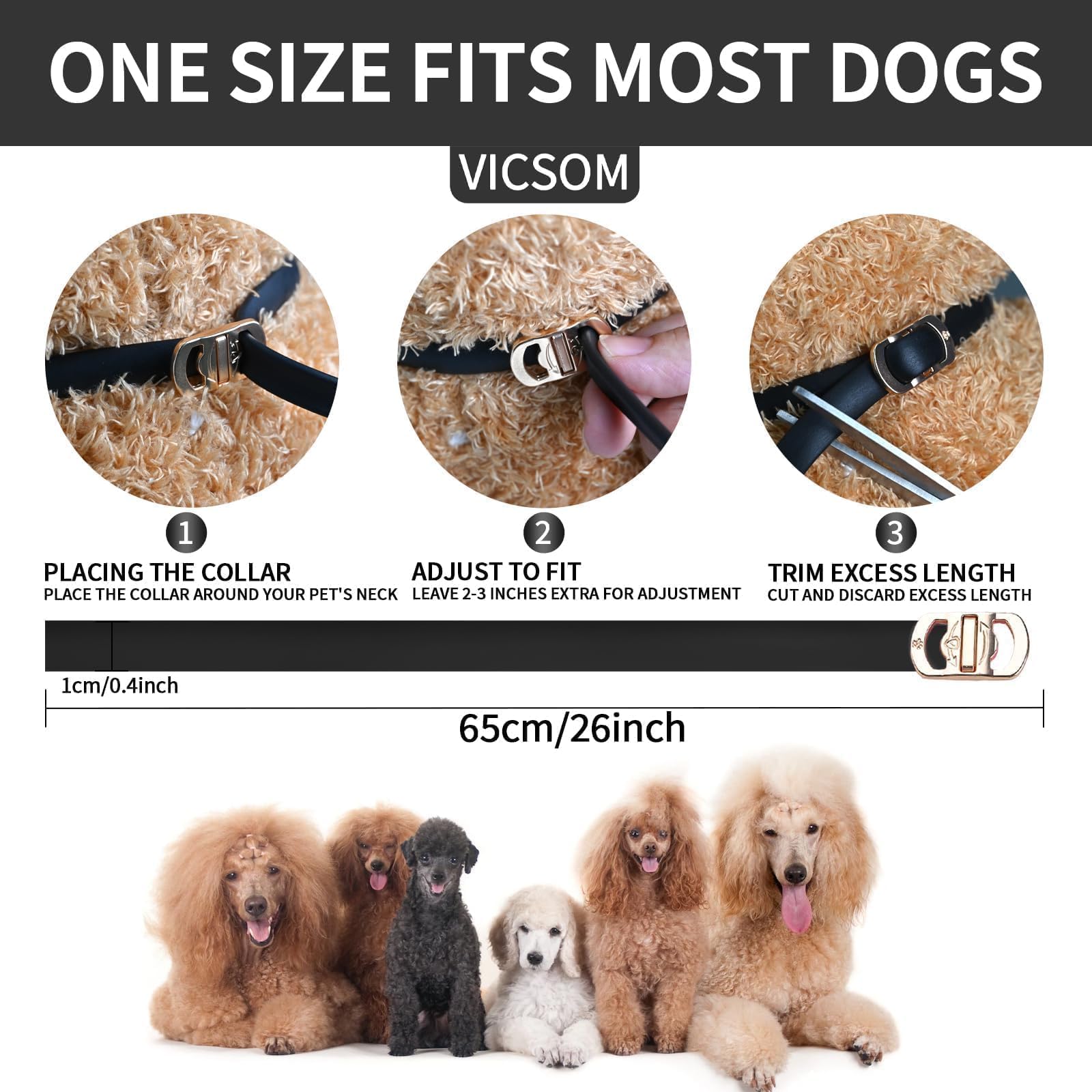 Non-greasy material makes daily wear easy with VICSOM collar.