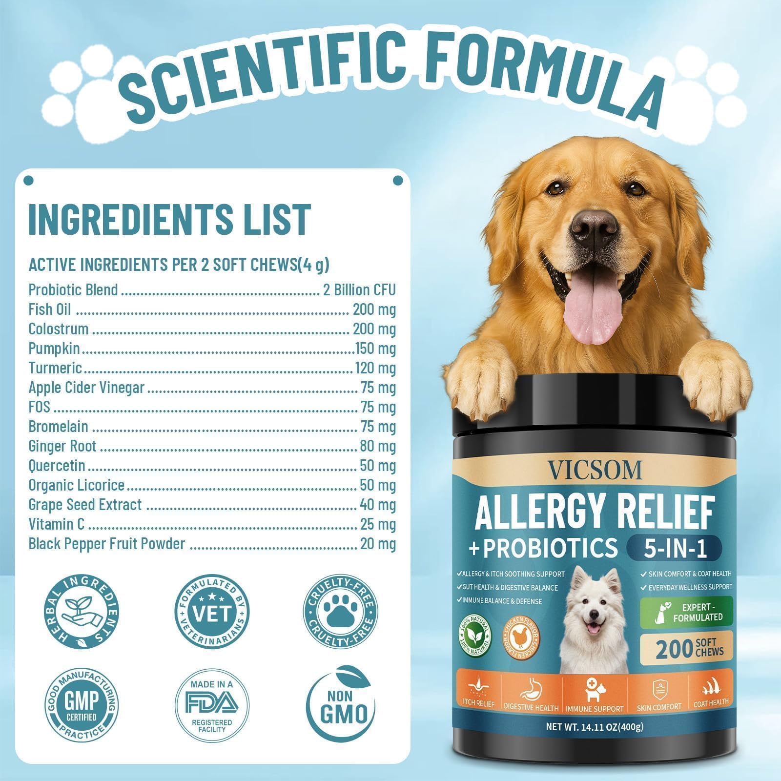 VICSOM packaging highlights probiotic and botanical blend