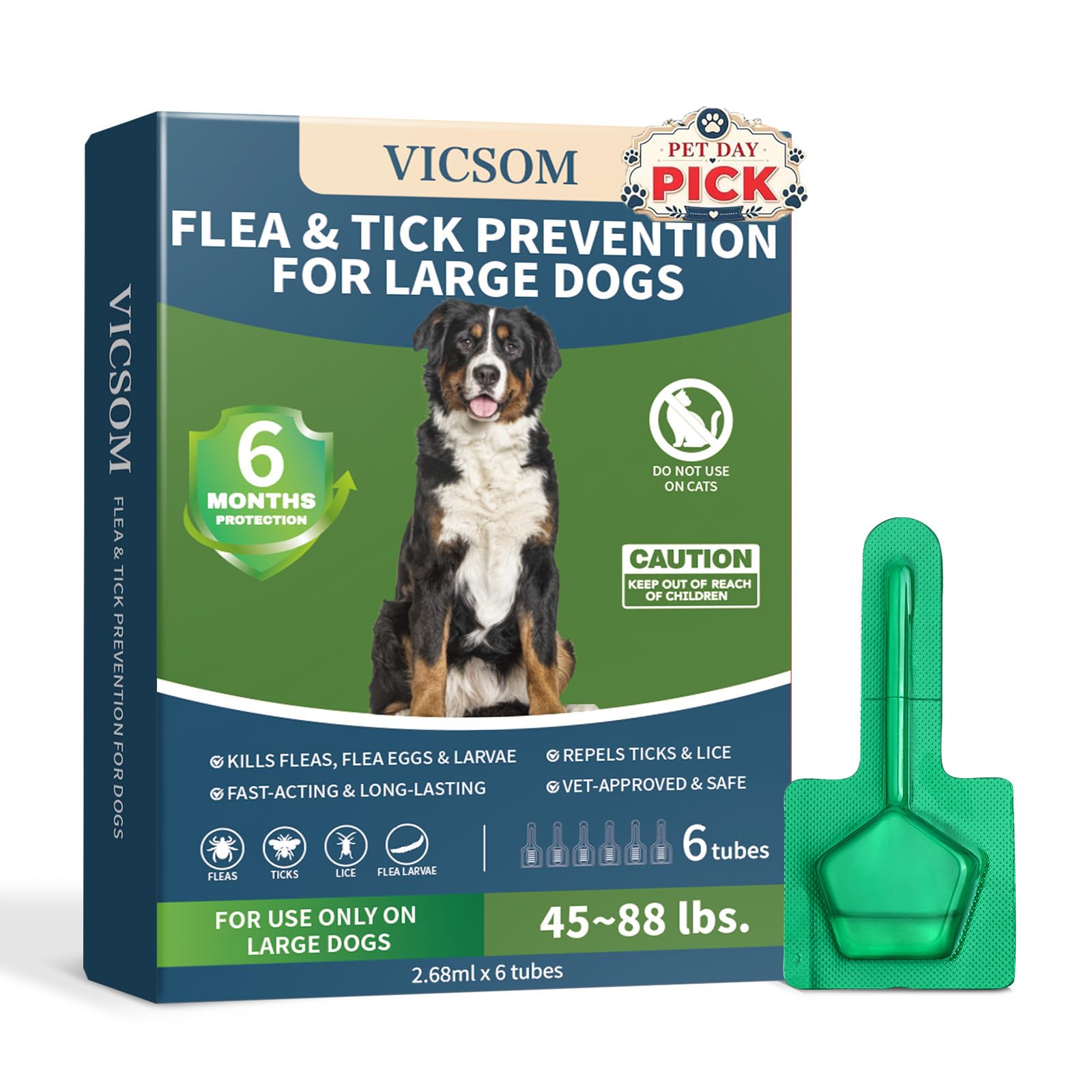 VICSOM dog flea-tick tube-application enables quick, controlled topical care.