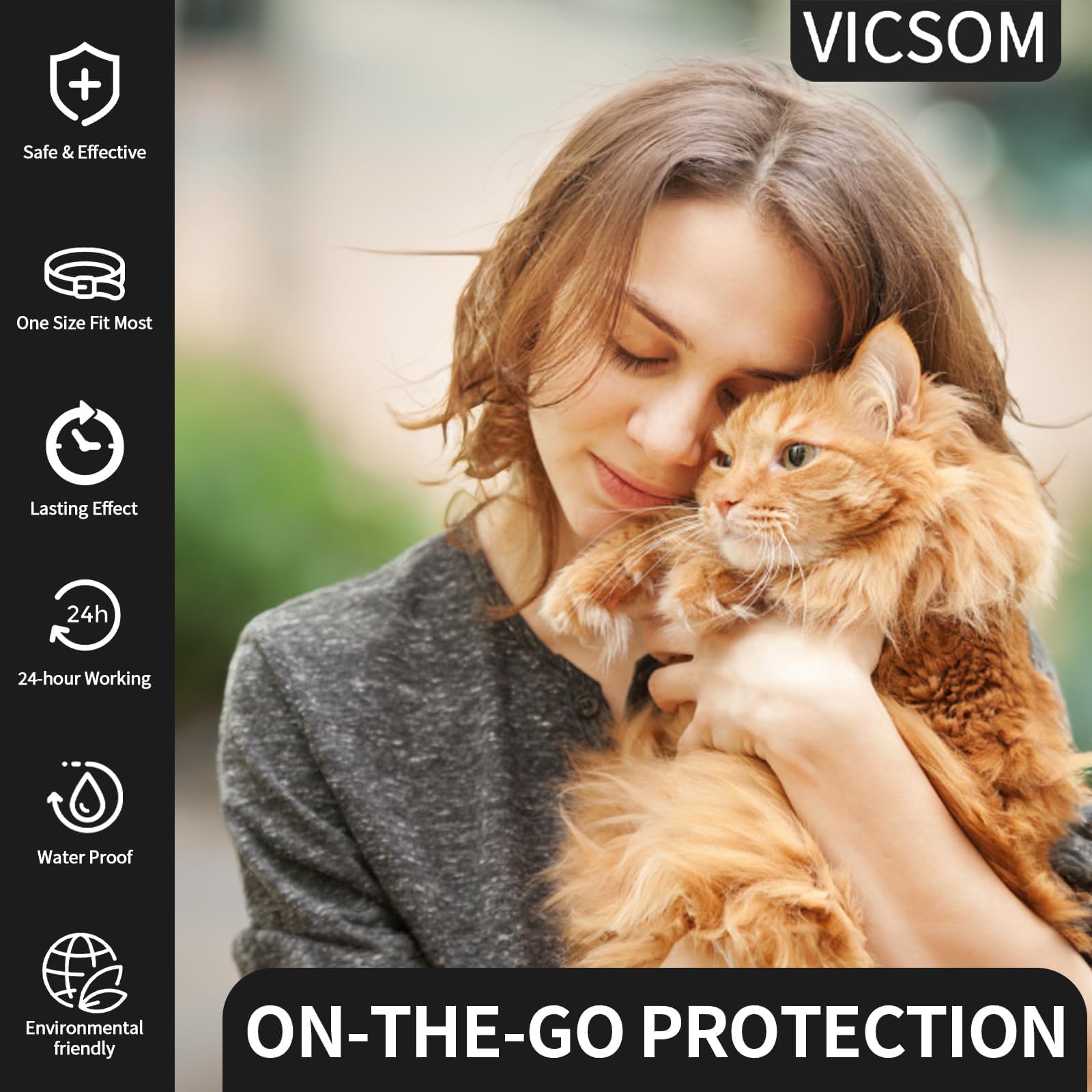 Kitten being fitted with VICSOM collar for easy use.