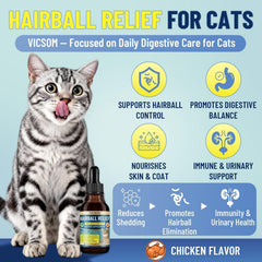 VICSOM liquid chicken-flavor hairball remedy ready to mix with dry food