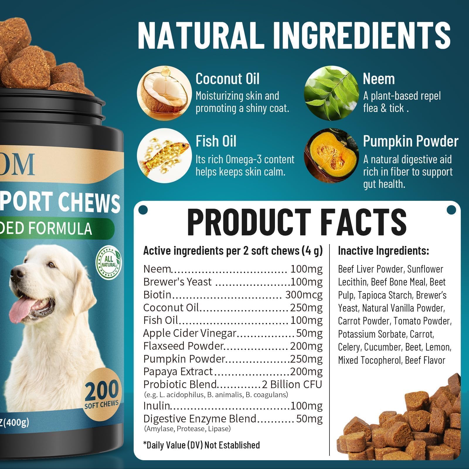 VICSOM natural ingredients including neem, coconut oil, and apple cider vinegar support gentle protection.