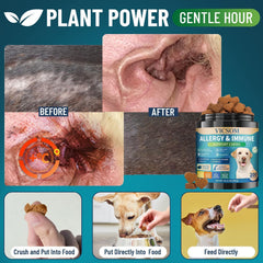 VICSOM immune and skin nourishment chews promote coat vitality.
