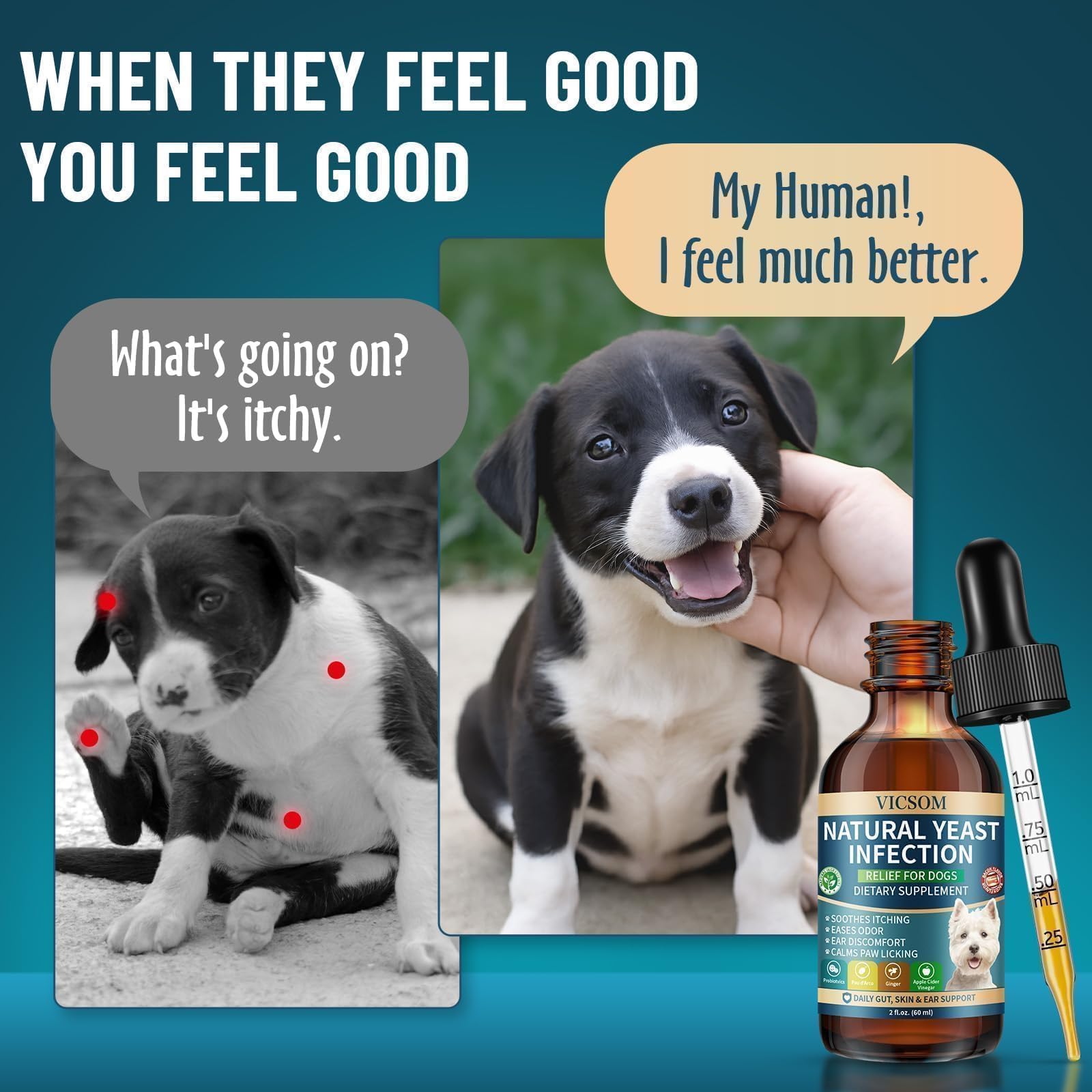 VICSOM skin-coat-relief: helps soothe sensitive skin and hair.