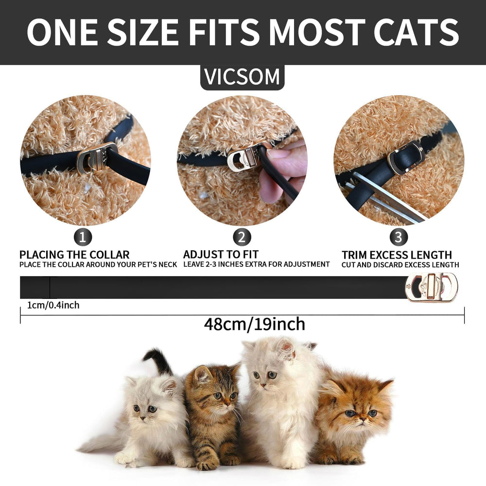 VICSOM waterproof cat flea collar worn by a cat in rain.