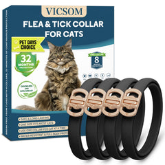 VICSOM cat flea collar 4-pack showing ready-to-use protection for multiple cats