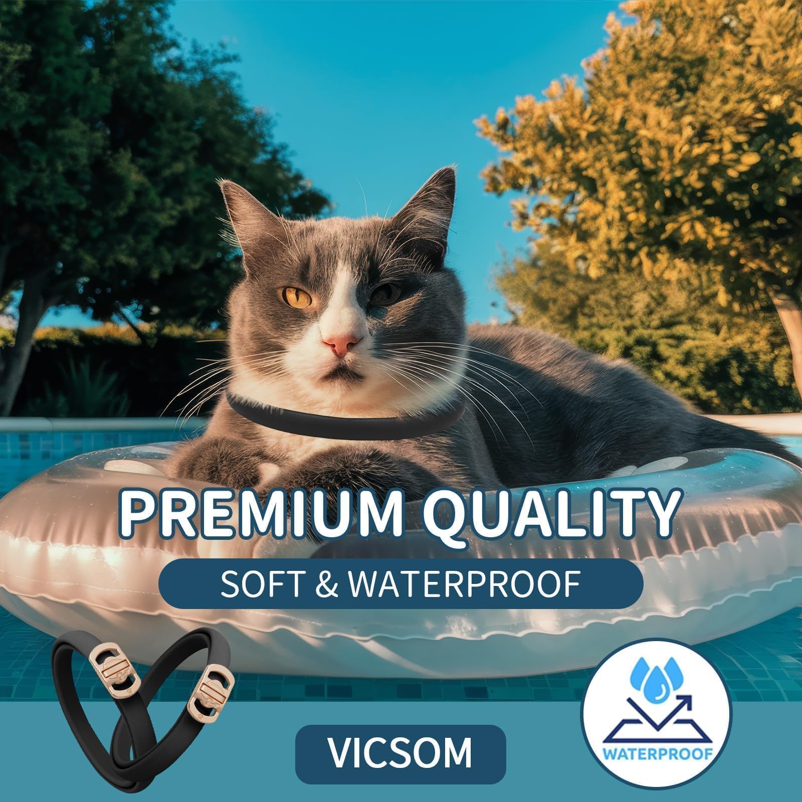 VICSOM soft rounded edges flea collar for gentle daily wear