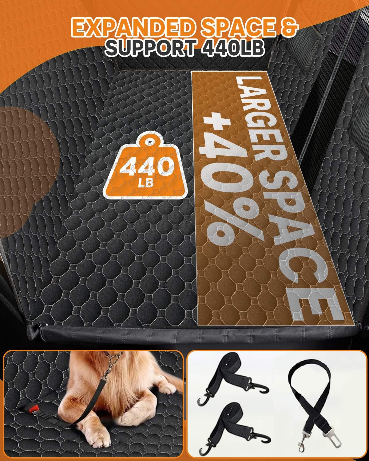 Detachable hard bottom panel keeps dogs stable during sudden stops