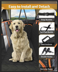 Victoper dog seat cover with mesh window eases stress for anxious dogs.