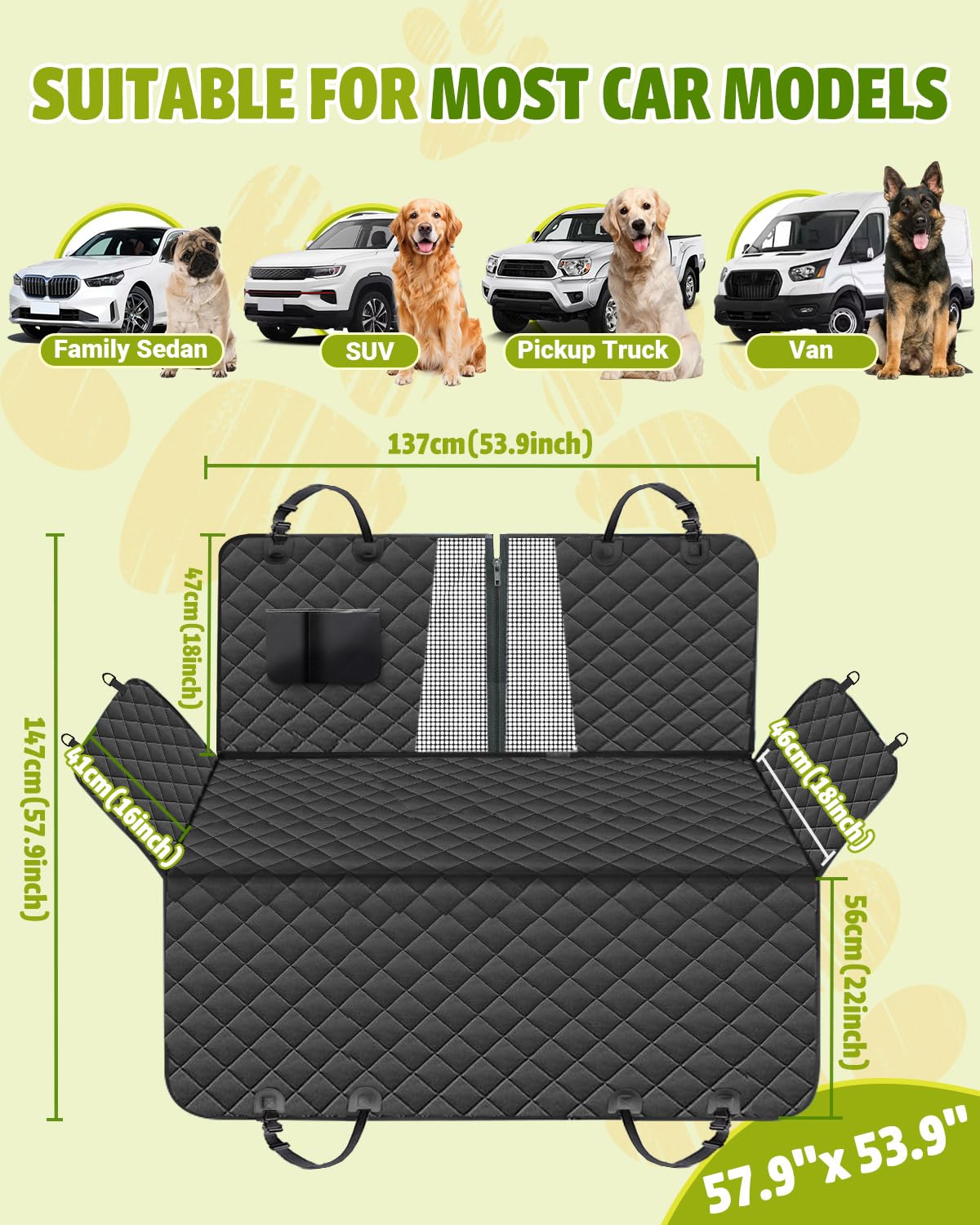 Victoper dog seat cover with mesh window keeps you and pet connected during rides.