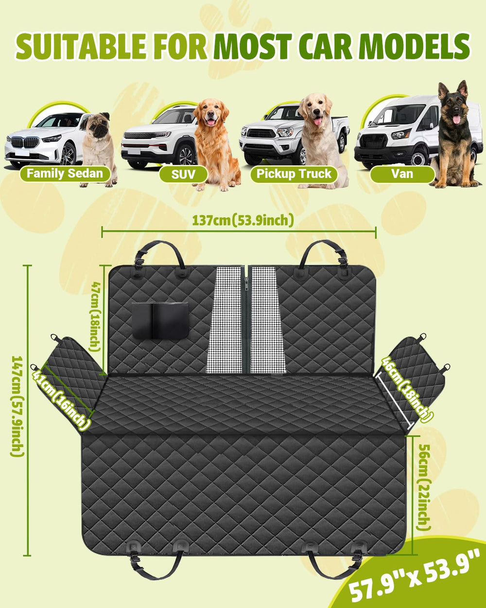 Victoper dog seat cover with mesh window keeps you and pet connected during rides.