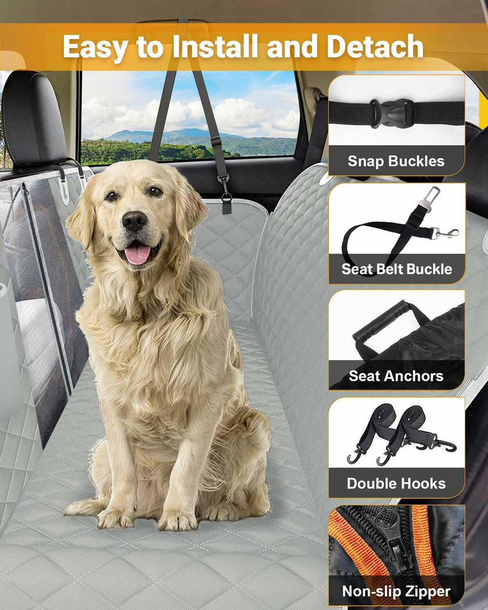 Victoper dog seat cover scratch-proof material keeps seats pristine on outdoor adventures
