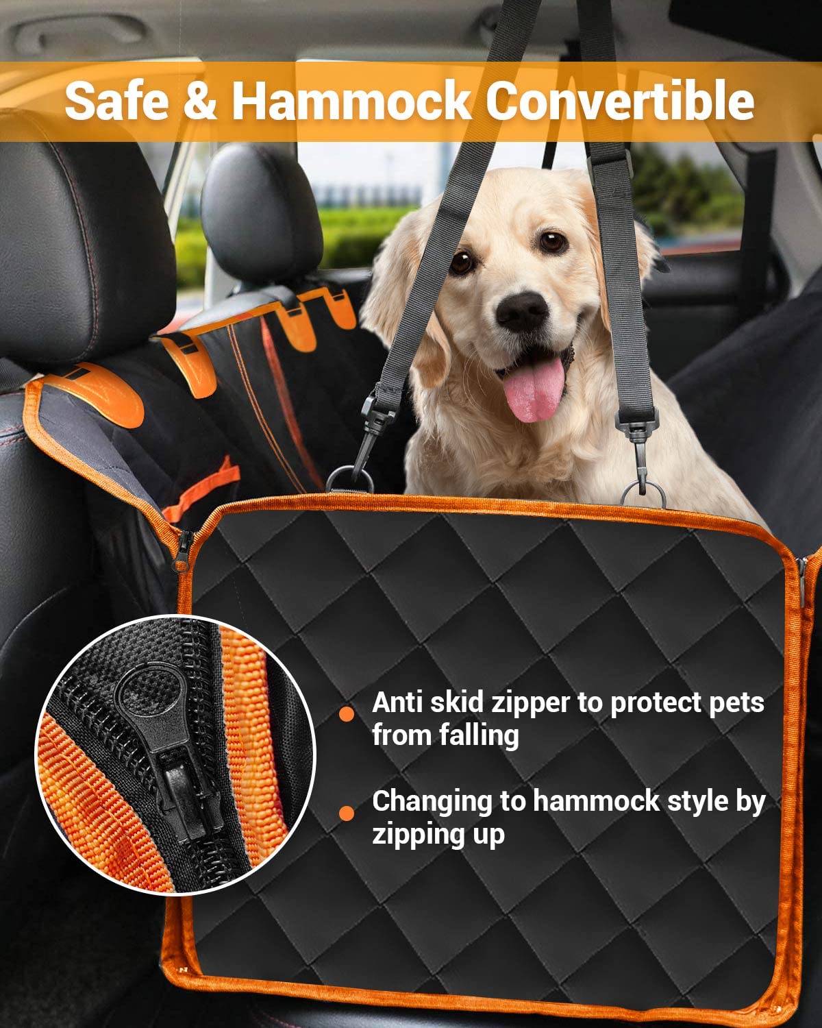 Victoper dog seat cover storage pocket holds toys and treats.