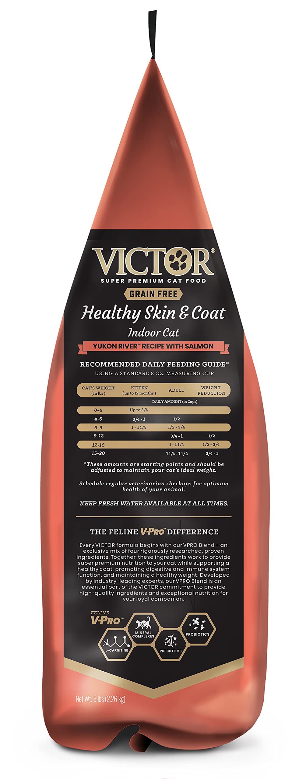 VICTOR all life stages kibble depicted for kitten to adult.