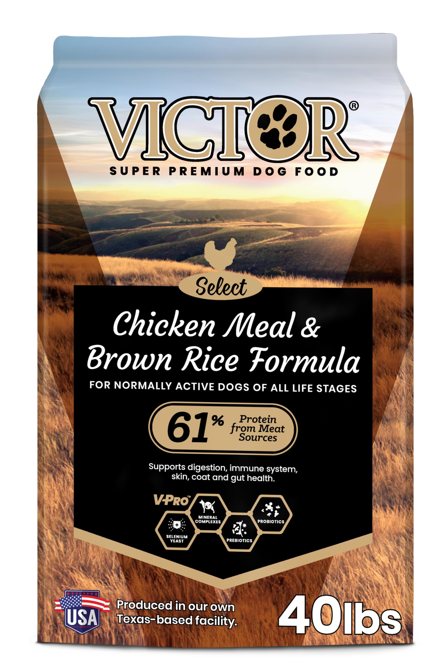 VICTOR chicken meal brown rice dry dog food bag supports balanced nutrition for daily energy