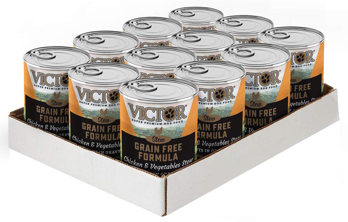VICTOR Chicken and Vegetables Stew in Gravy can — grain-free nutrition for normally active dogs.