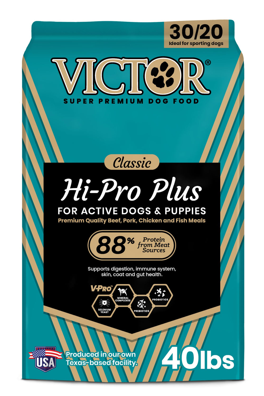 VICTOR Hi-Pro Plus meat-meal blend supports energy for active dogs