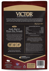 VICTOR Lamb Meal & Brown Rice ingredients panel shows primary protein source.