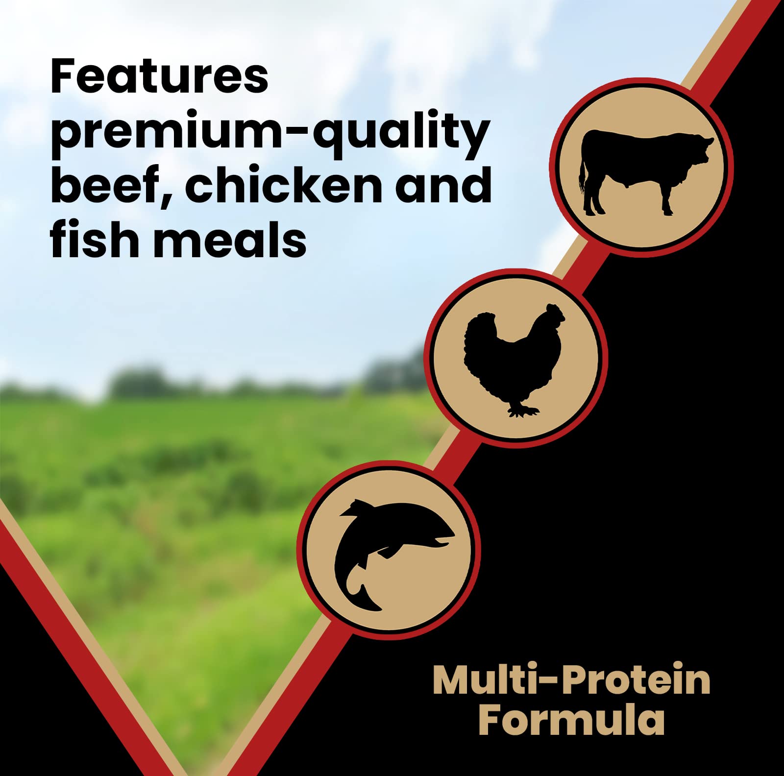 VICTOR Nutra Pro ingredients close-up showing 92 percent meat sources and gluten-free grains