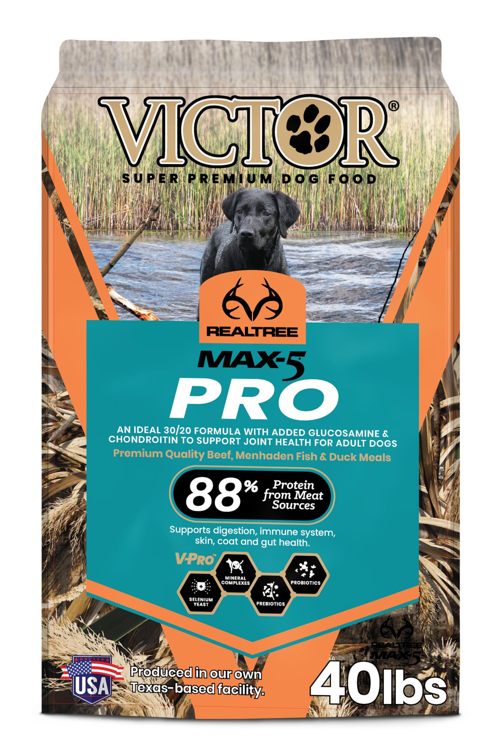 VICTOR Realtree MAX-5 PRO bag front view, fuel for active dogs.